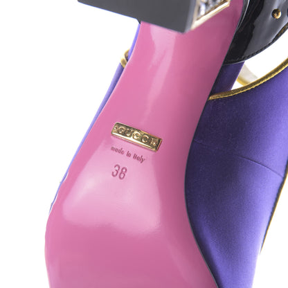 Gucci Satin Embroidered Dragon Caspar Pumps 38 Purple Oro Vecchio Black 10 of 11