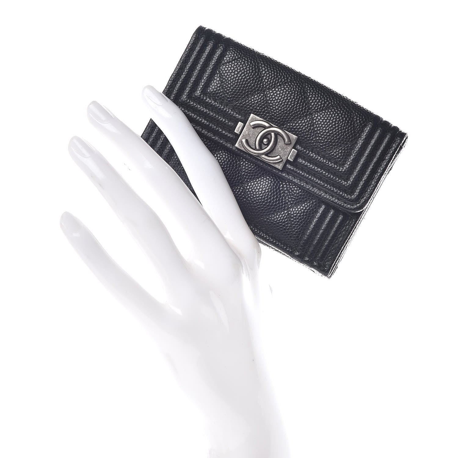 Chanel Caviar Quilted Small Boy Flap Wallet Black 2 of 12