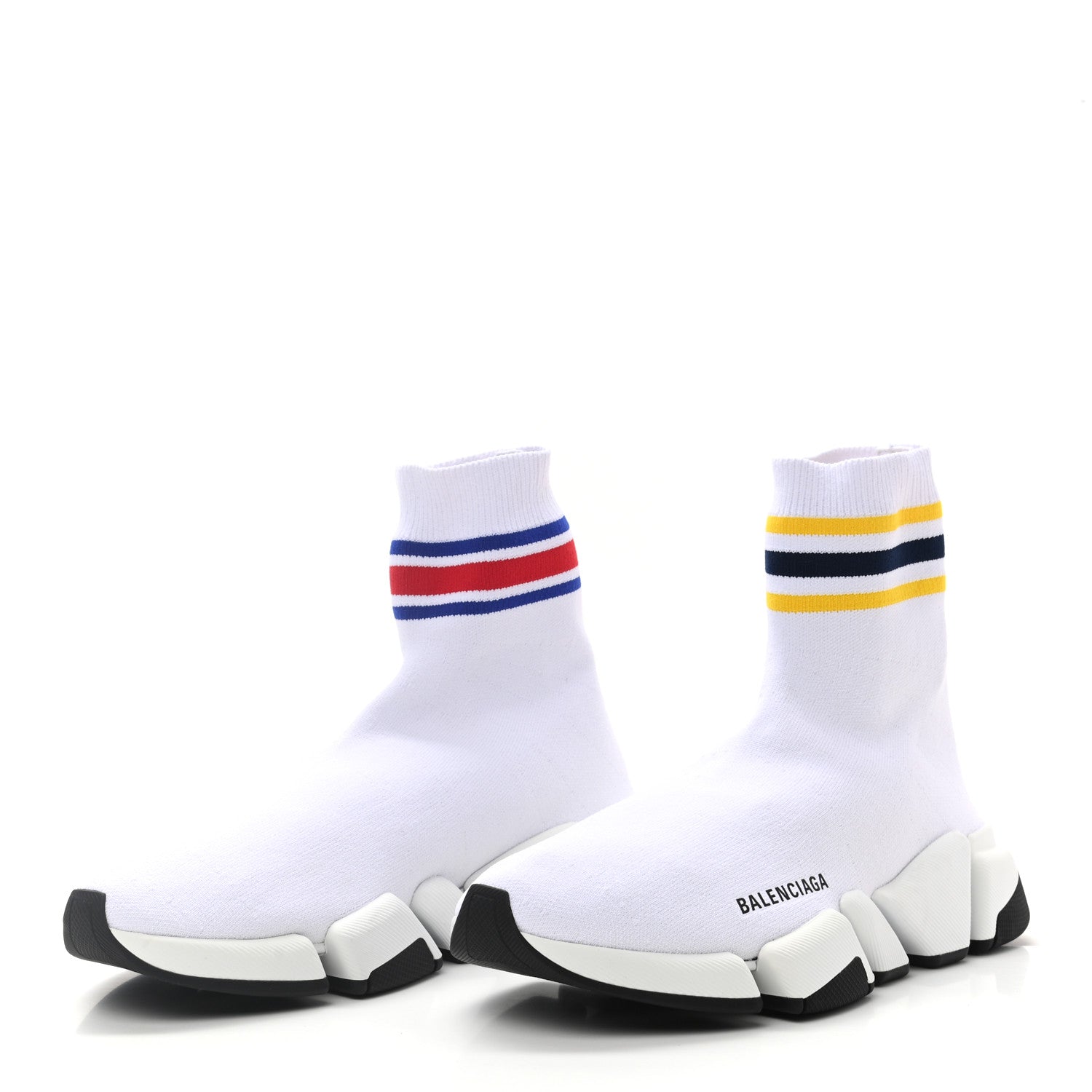 Balenciaga Technical 3D Recycled Knit Striped Womens Speed 2.0 Sneakers 39 White Multicolor 3 of 8