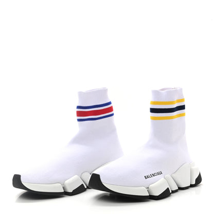 Balenciaga Technical 3D Recycled Knit Striped Womens Speed 2.0 Sneakers 39 White Multicolor 3 of 8