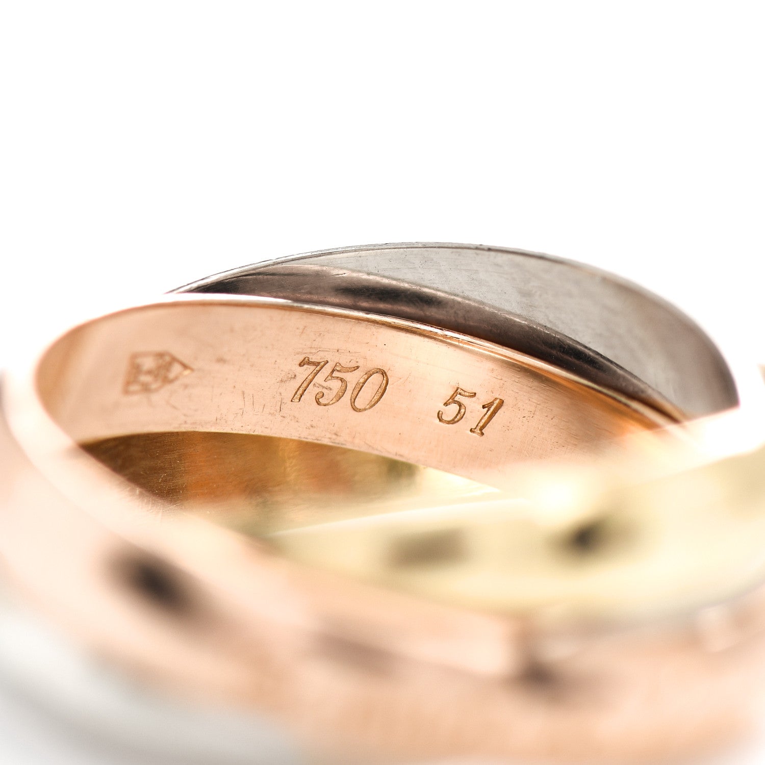 Cartier 18K Pink Yellow White Gold Classic Les Must De Cartier Trinity Ring 51 5.75 4 of 4