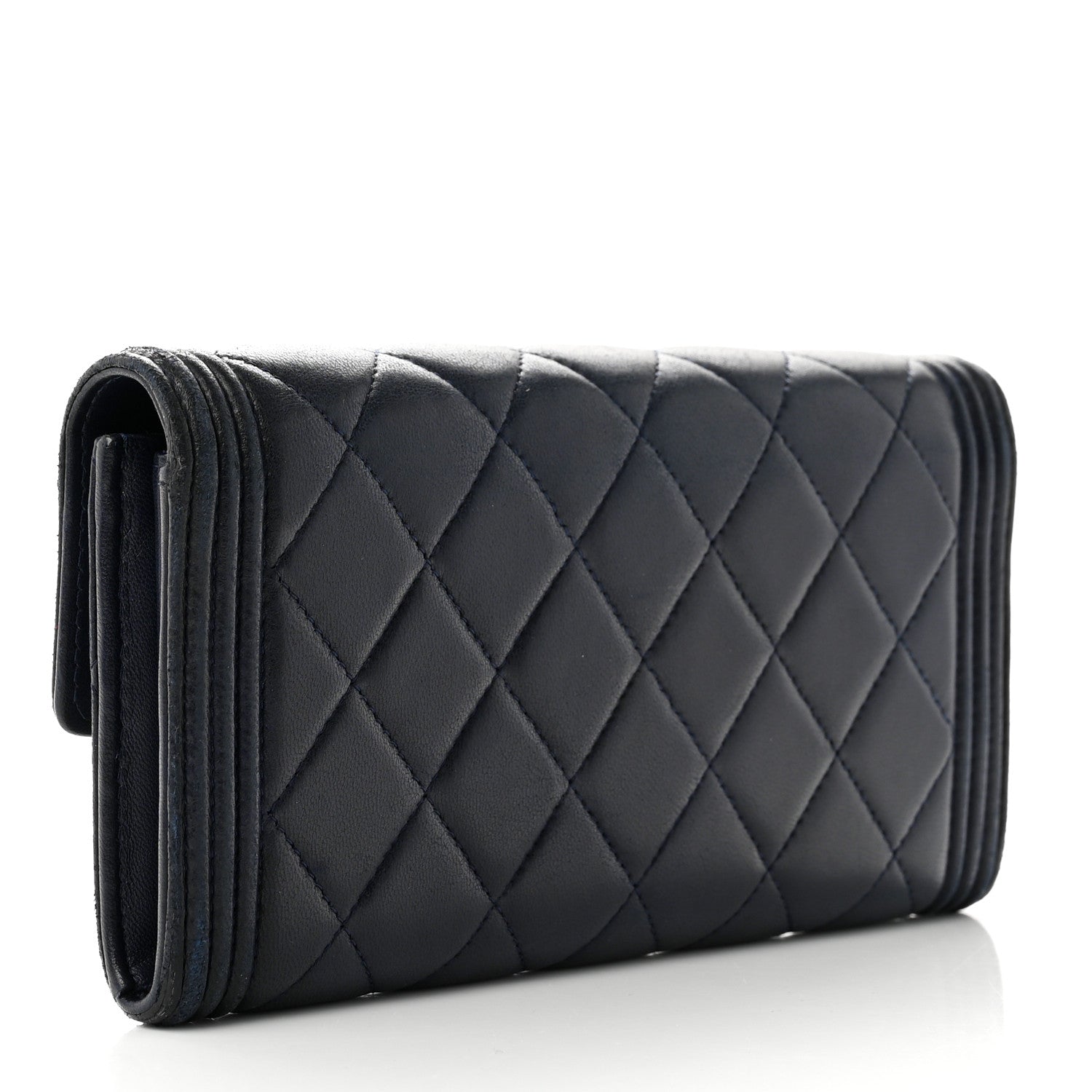 Chanel Lambskin Quilted Boy Large Gusset Flap Wallet Navy 3 of 12