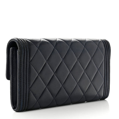 Chanel Lambskin Quilted Boy Large Gusset Flap Wallet Navy 3 of 12