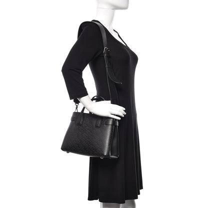 Burberry Calfskin Perforated Small Banner Tote Black 2 of 9