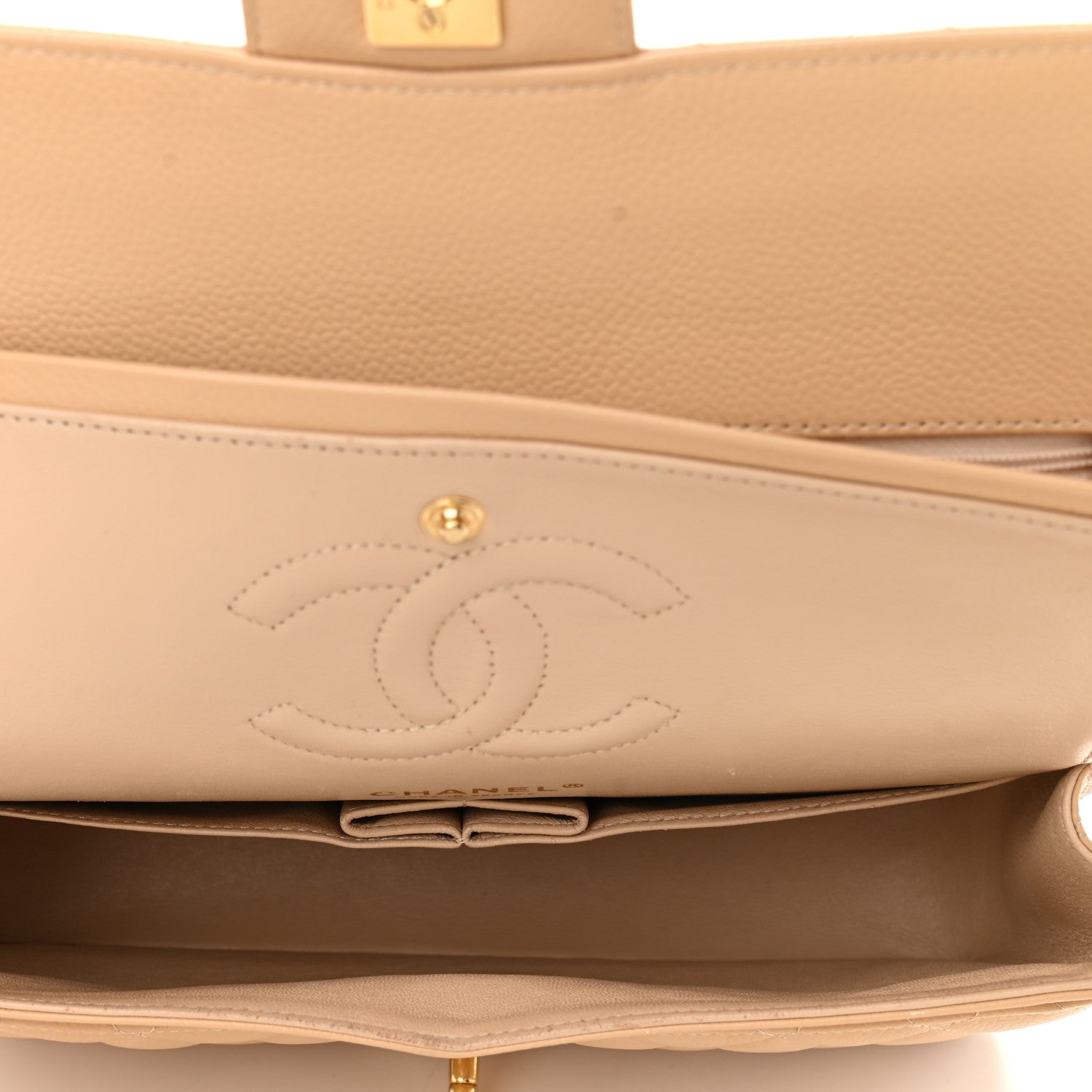 Chanel Caviar Quilted Medium Double Flap Beige 5 of 12