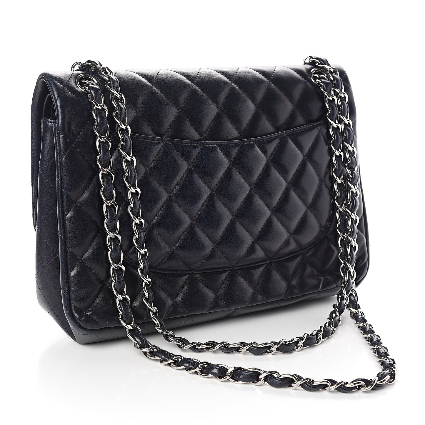 Lambskin Quilted Jumbo Double Flap Black