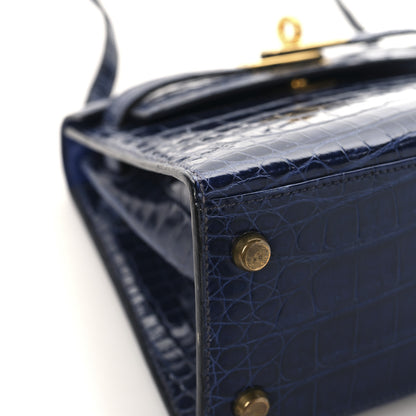 Hermes Shiny Crocodile Mini Kelly Sellier 20 Bleu Marine 9 of 19