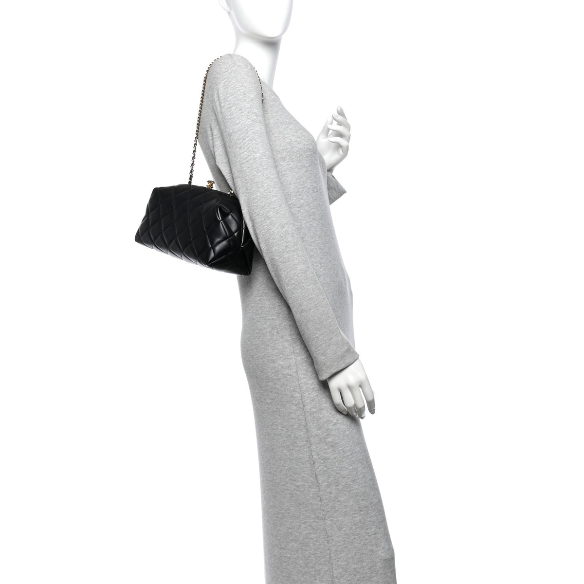 Chanel Lambskin Quilted Clutch With Chain Black 2 of 10