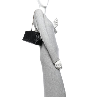 Chanel Lambskin Quilted Clutch With Chain Black 2 of 10
