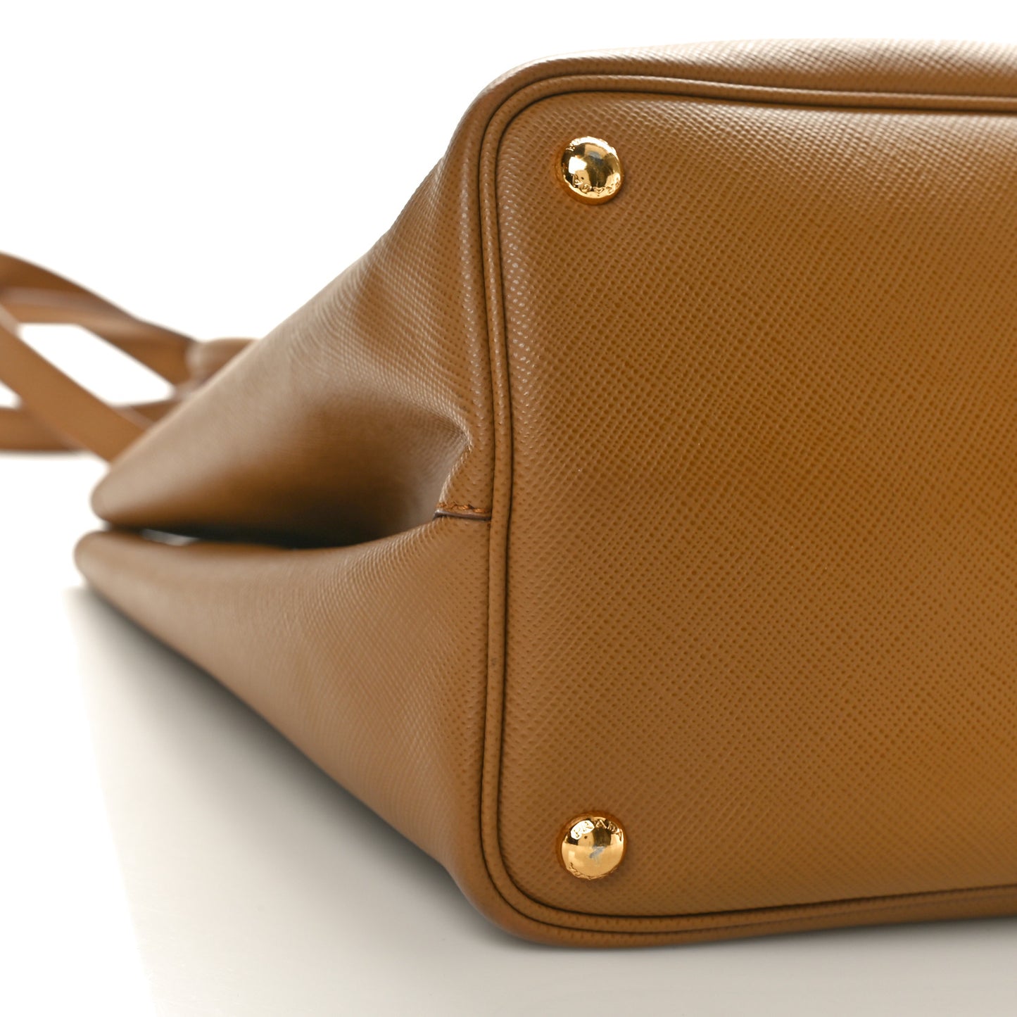 Saffiano Cuir Large Double Bag Caramel Fuoco