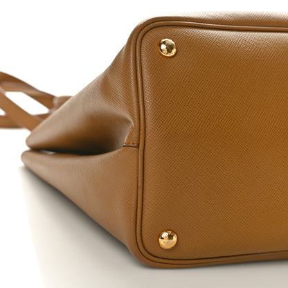 Prada Saffiano Cuir Large Double Bag Caramel Fuoco 9 of 10