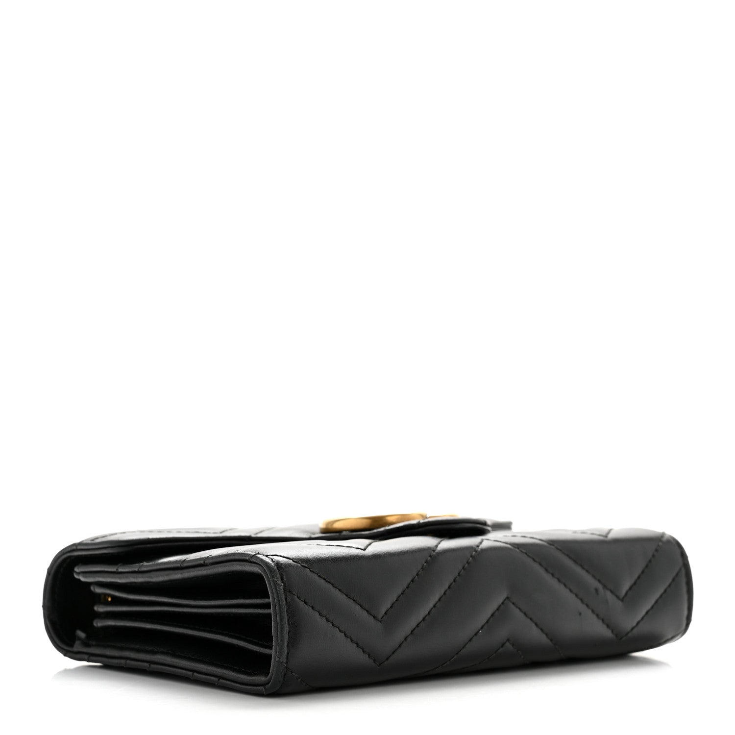 Gucci Calfskin Matelasse GG Marmont Chain Wallet Black 4 of 15