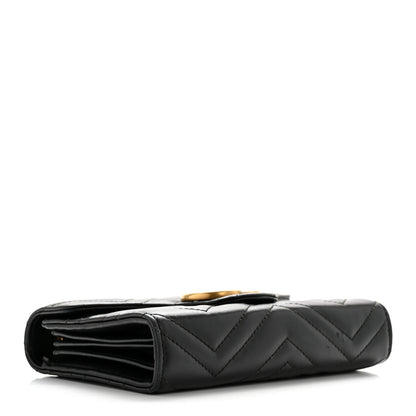 Gucci Calfskin Matelasse GG Marmont Chain Wallet Black 4 of 15