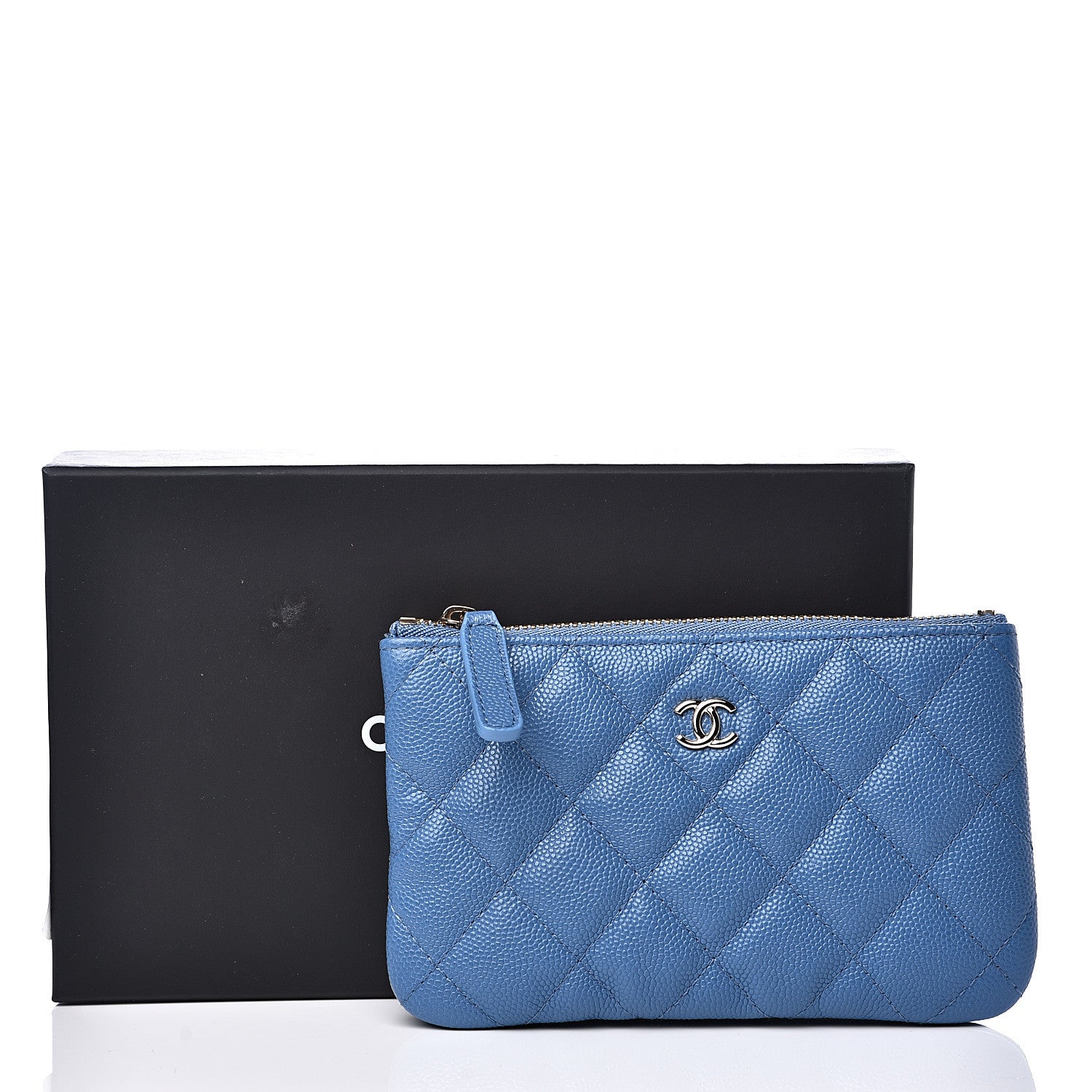 Chanel Caviar Quilted Small Cosmetic Case Blue 7 of 7