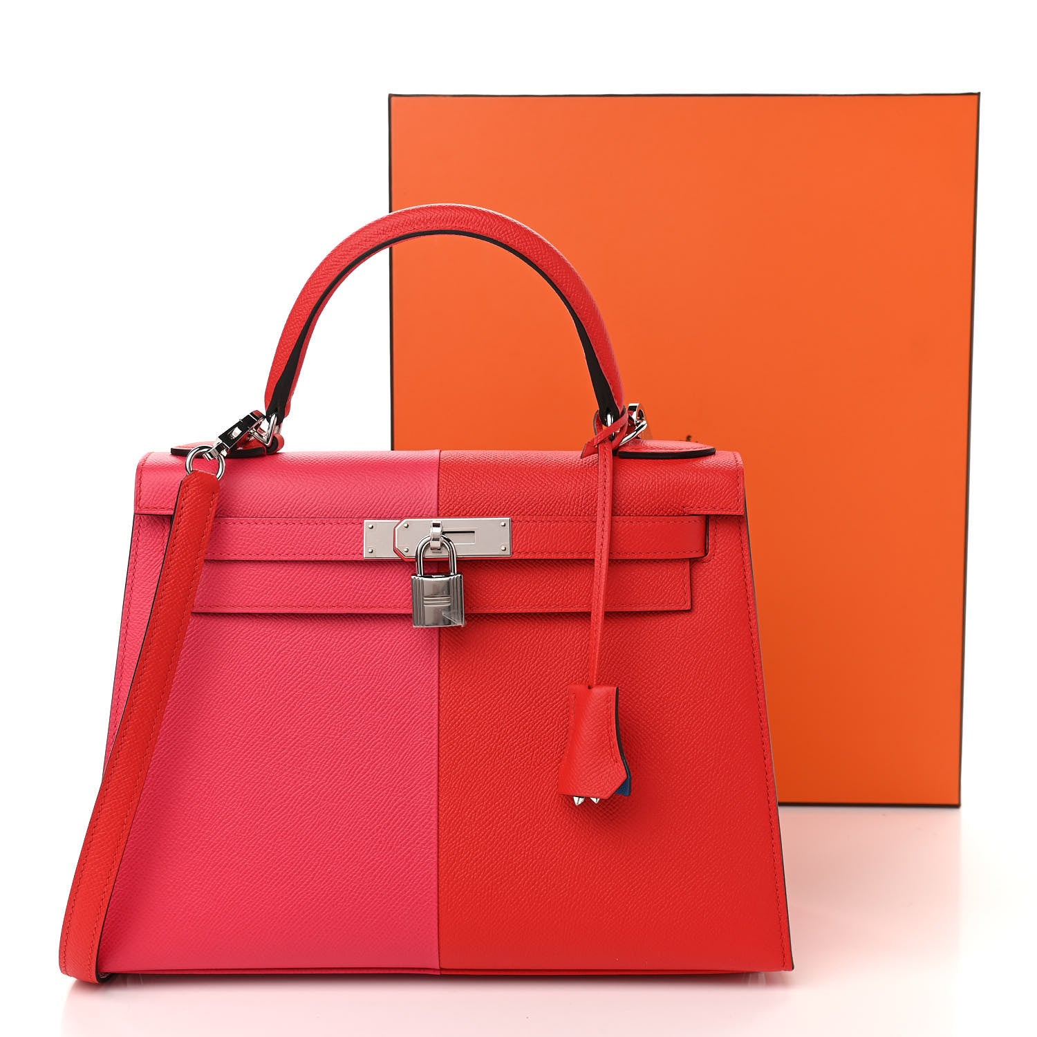 Hermes Epsom Casaque Kelly Sellier 28 Rouge Coeur Rose Extreme Bleu Zanzibar 12 of 12