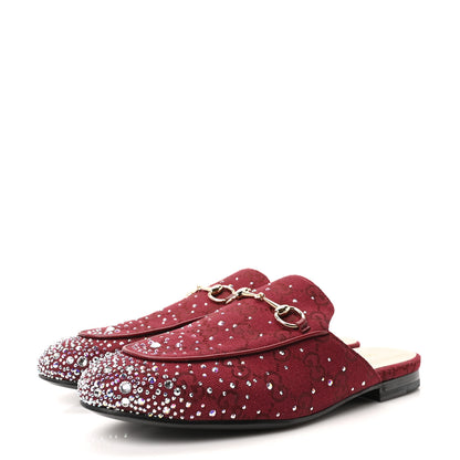 Gucci Crystal Canvas GG Monogram Nappa Womens Princetown Slippers 39 Rosso Ancora 4 of 10