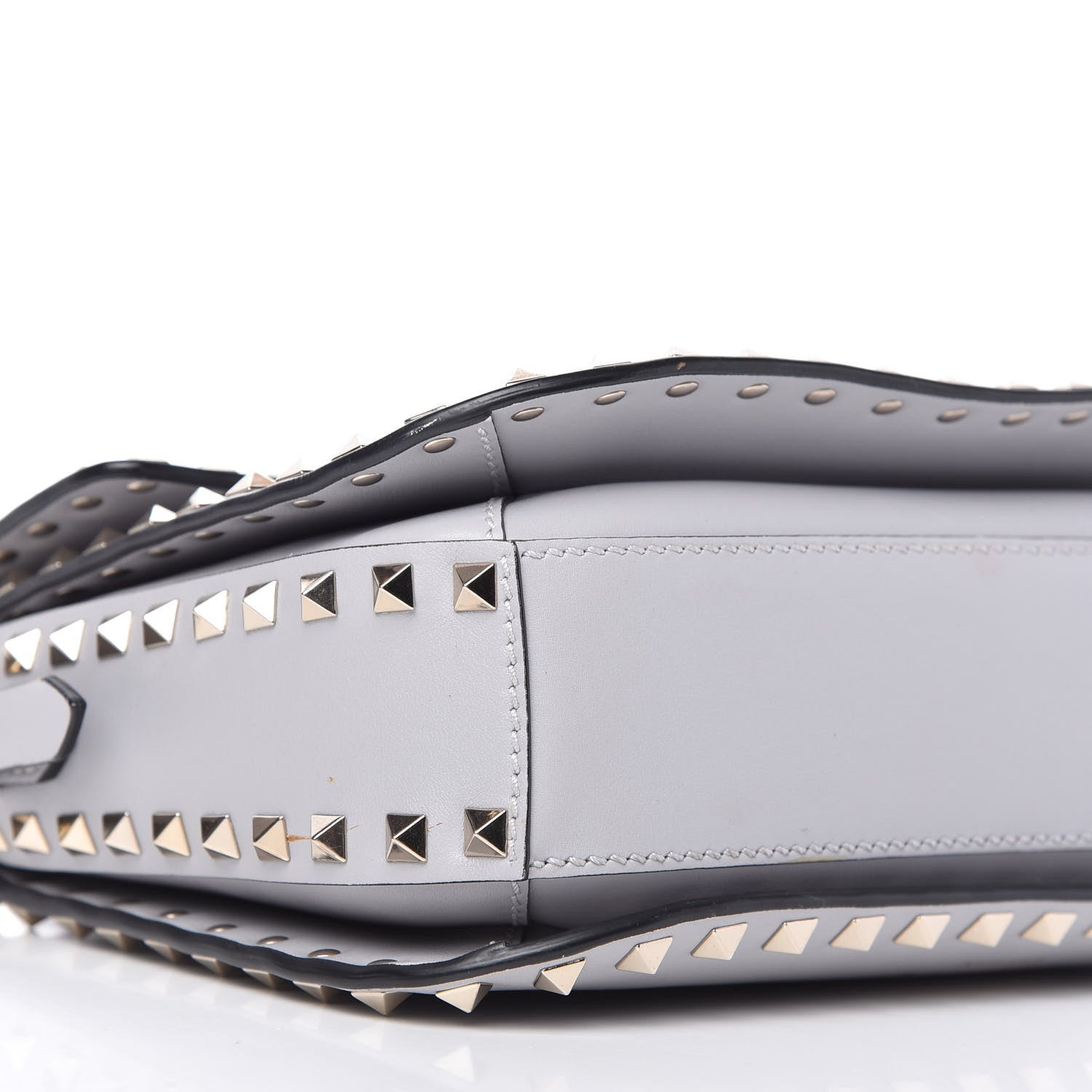 Valentino Garavani Vitello Medium Rockstud Flap Saddle Bag Pastel Grey 6 of 9