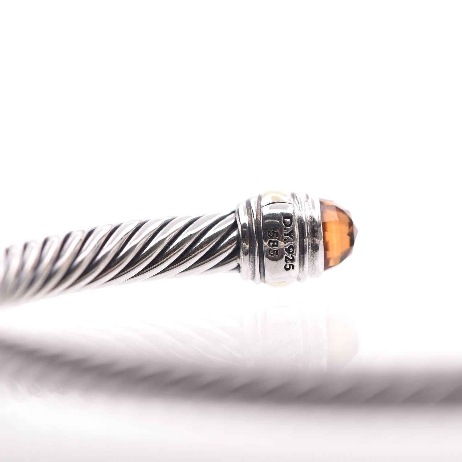 David Yurman Sterling Silver 14K Yellow Gold Citrine 5mm Cable Classics Bracelet 5 of 5