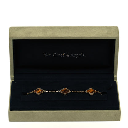 Van Cleef & Arpels 18K Yellow Gold Tiger Eye 5 Motifs Vintage Alhambra Bracelet 6 of 6