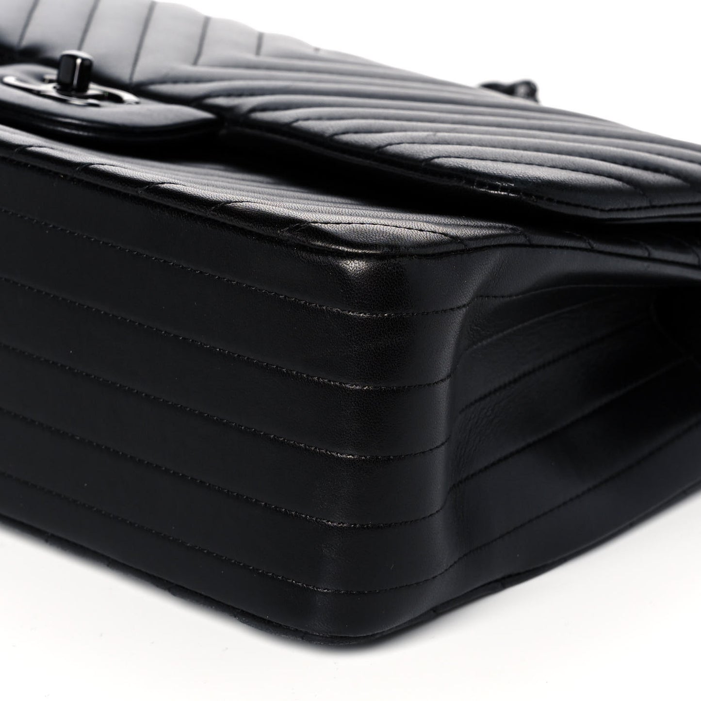 Lambskin Chevron Quilted Jumbo Double Flap So Black