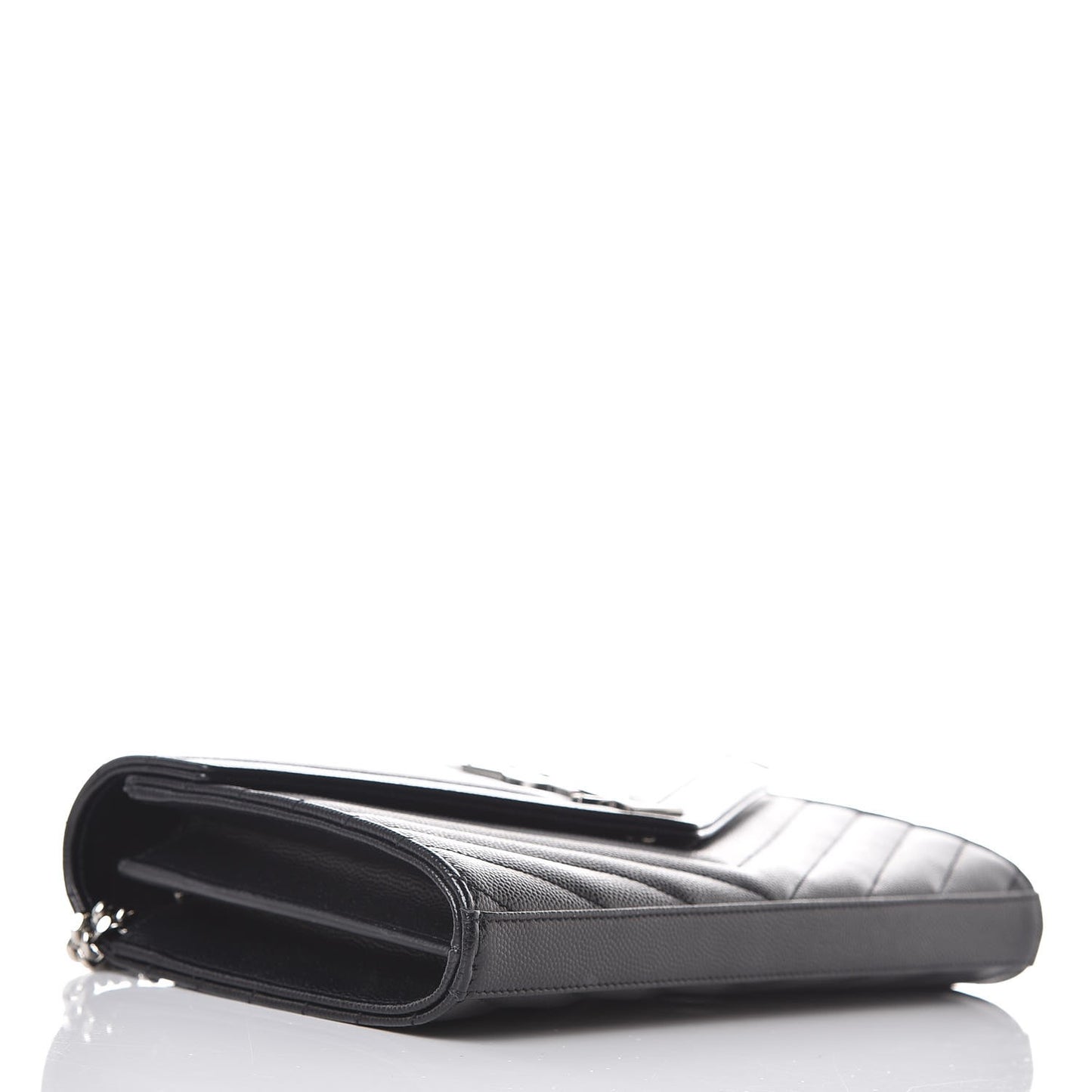 Grain De Poudre Matelasse Chevron Monogram Chain Wallet Black