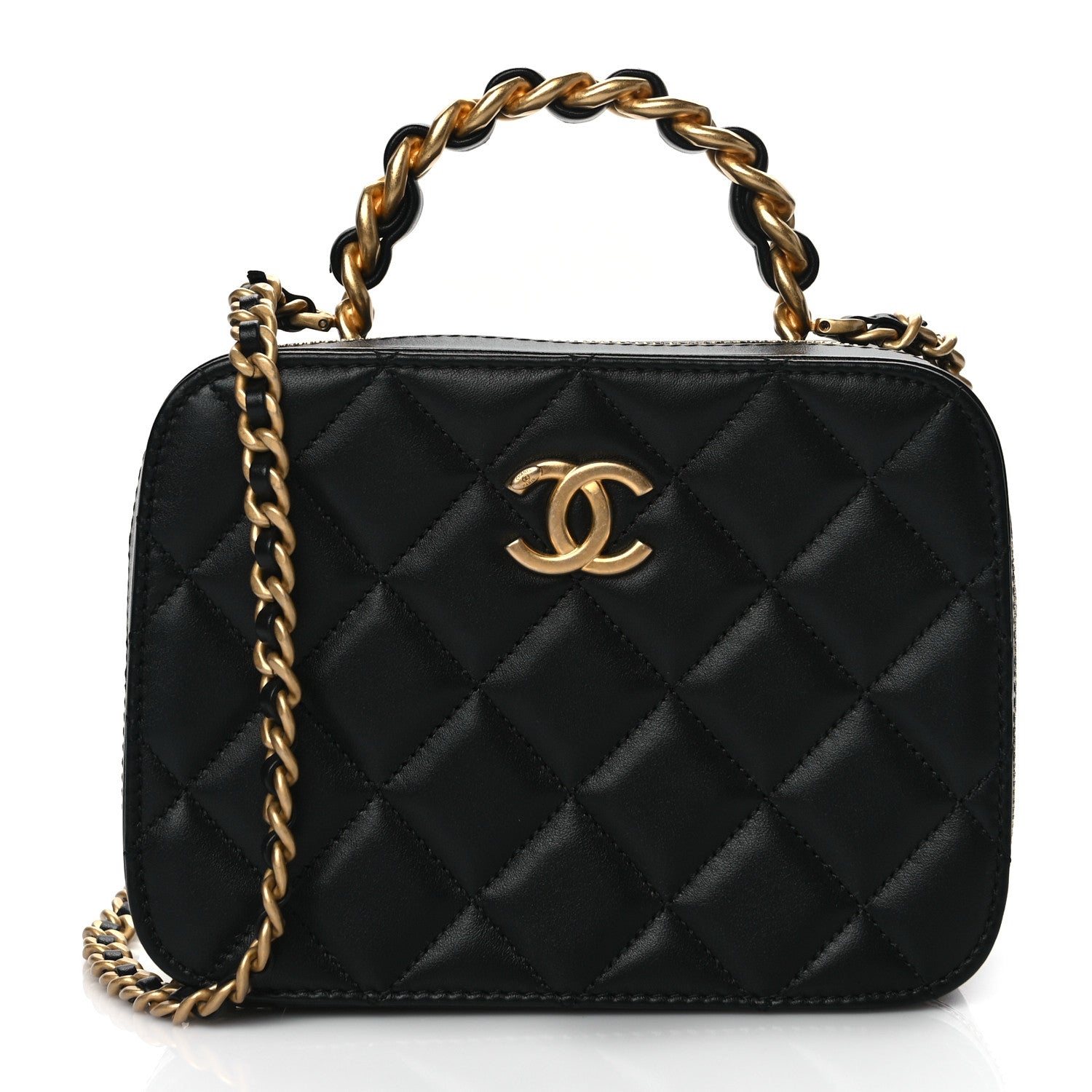Chanel Lambskin Quilted Top Handle Small Vanity Case Black 1 of 10