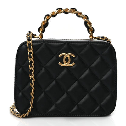 Chanel Lambskin Quilted Top Handle Small Vanity Case Black 1 of 10