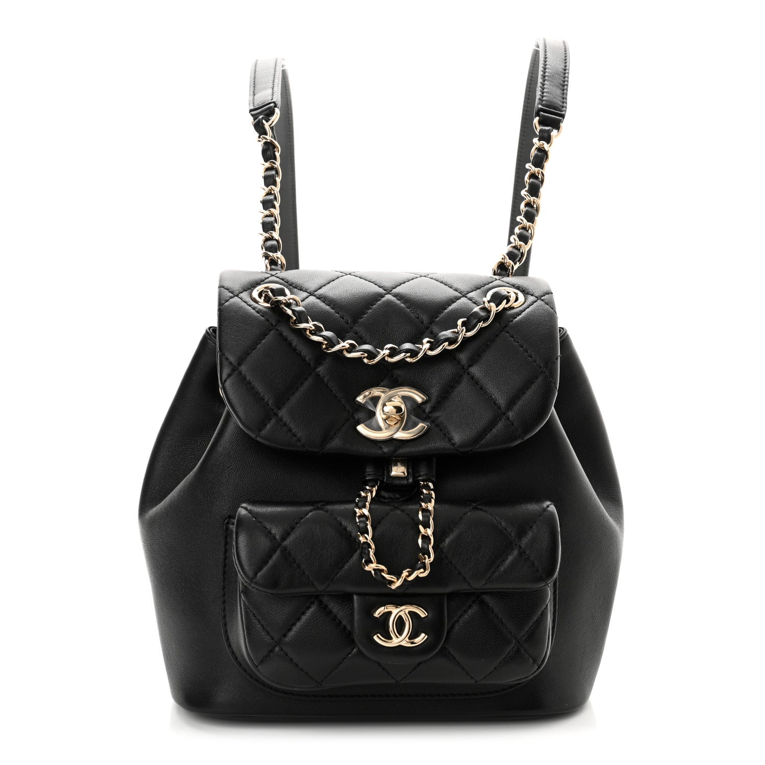 Chanel Lambskin Quilted Small Duma Drawstring Backpack Black 1 of 10