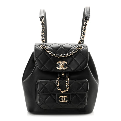 Chanel Lambskin Quilted Small Duma Drawstring Backpack Black 1 of 10
