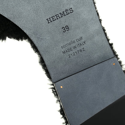 Hermes Woolskin Oran Sandals 39 Black 8 of 8