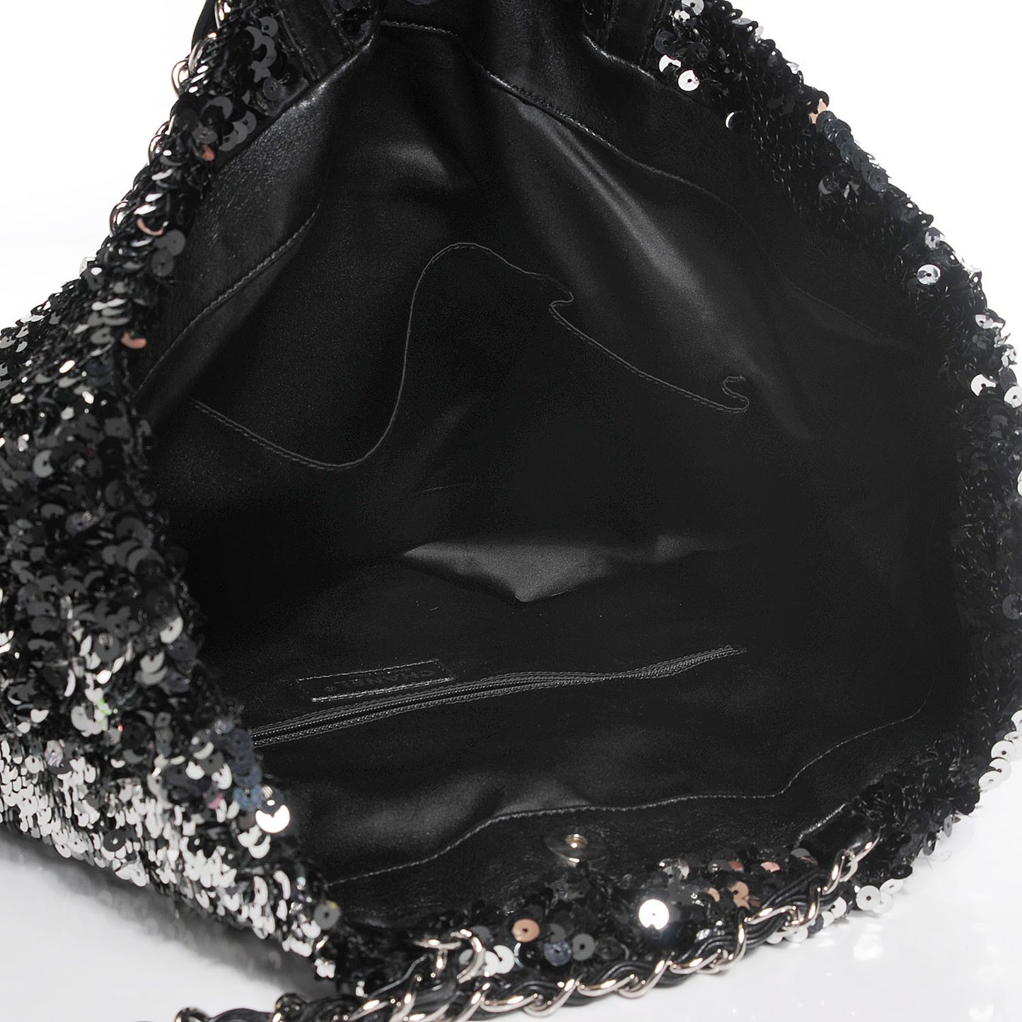Sequin Summer Night Drawstring Tote Black
