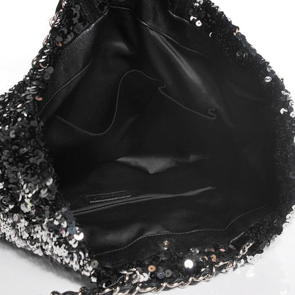 Chanel Sequin Summer Night Drawstring Tote Black 11 of 25
