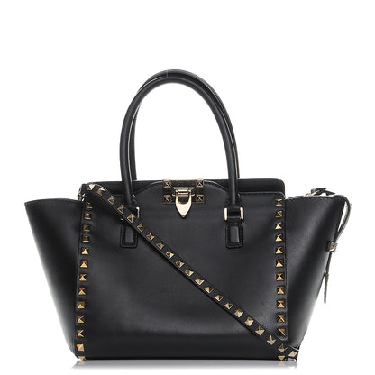 Valentino Garavani Vitello Small Rockstud Double Handle Tote Black 1 of 9