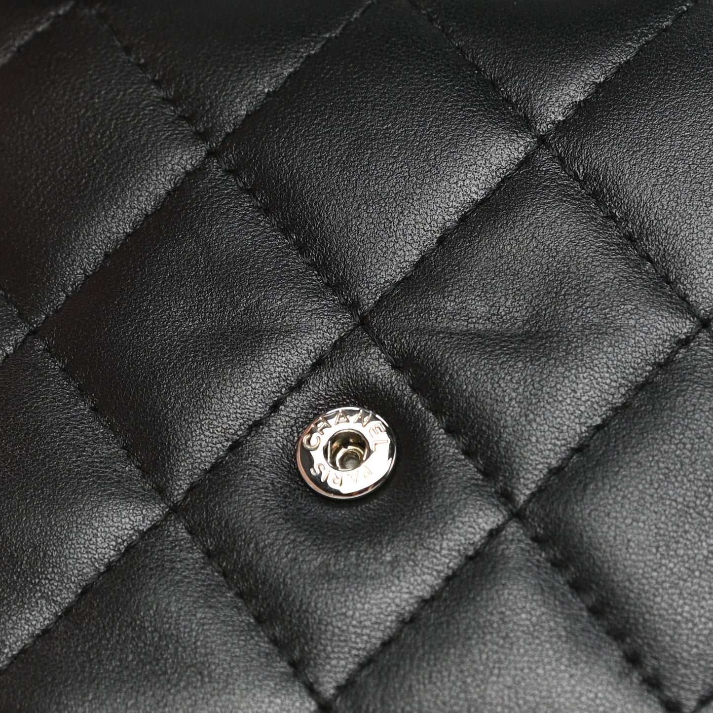 Lambskin Quilted Compact Flap Wallet Black