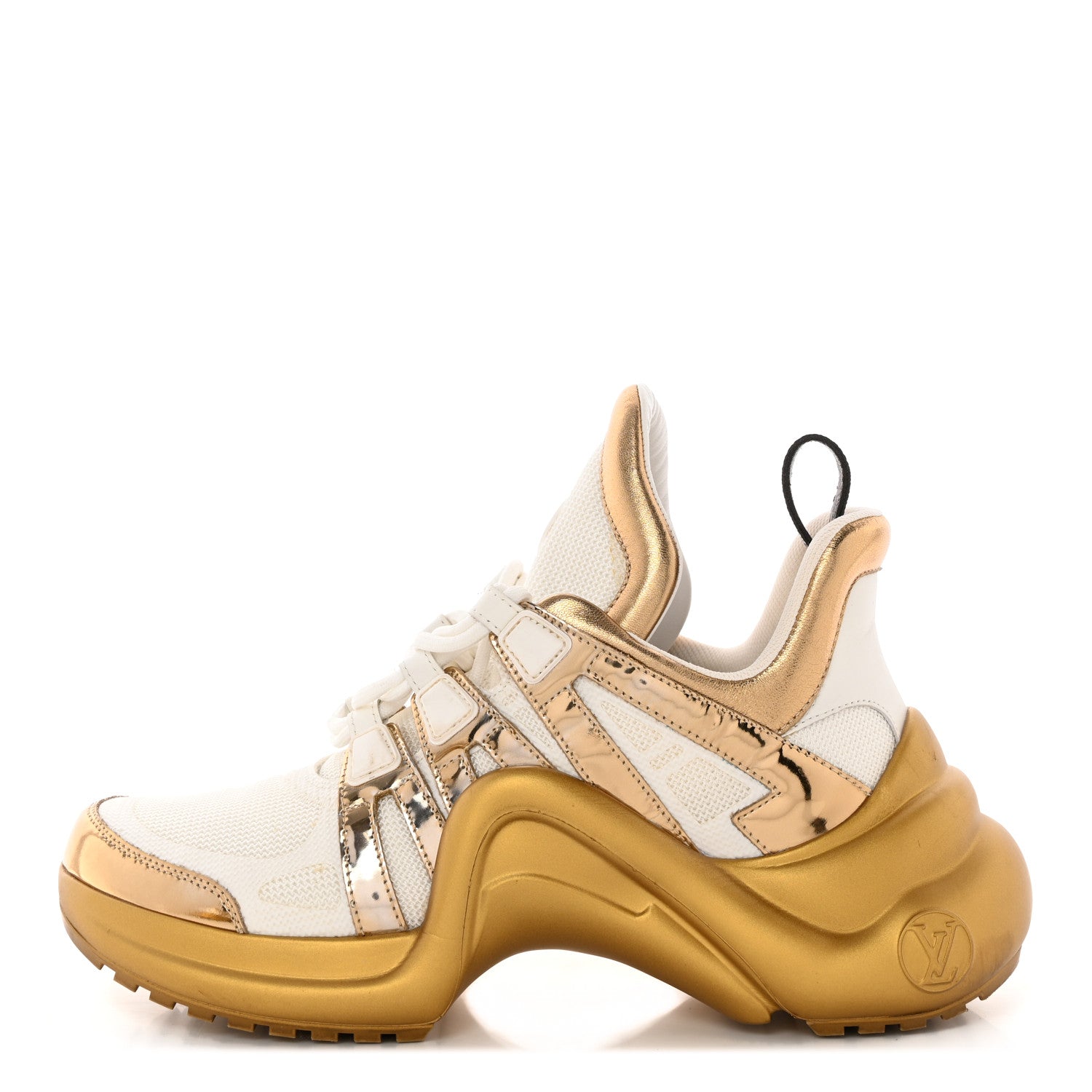 Louis Vuitton Metallic Calfskin Technical Nylon LV Archlight Sneakers 37 White Gold 1 of 13