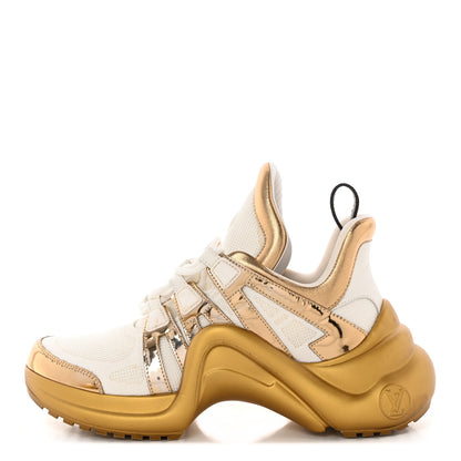 Louis Vuitton Metallic Calfskin Technical Nylon LV Archlight Sneakers 37 White Gold 1 of 13