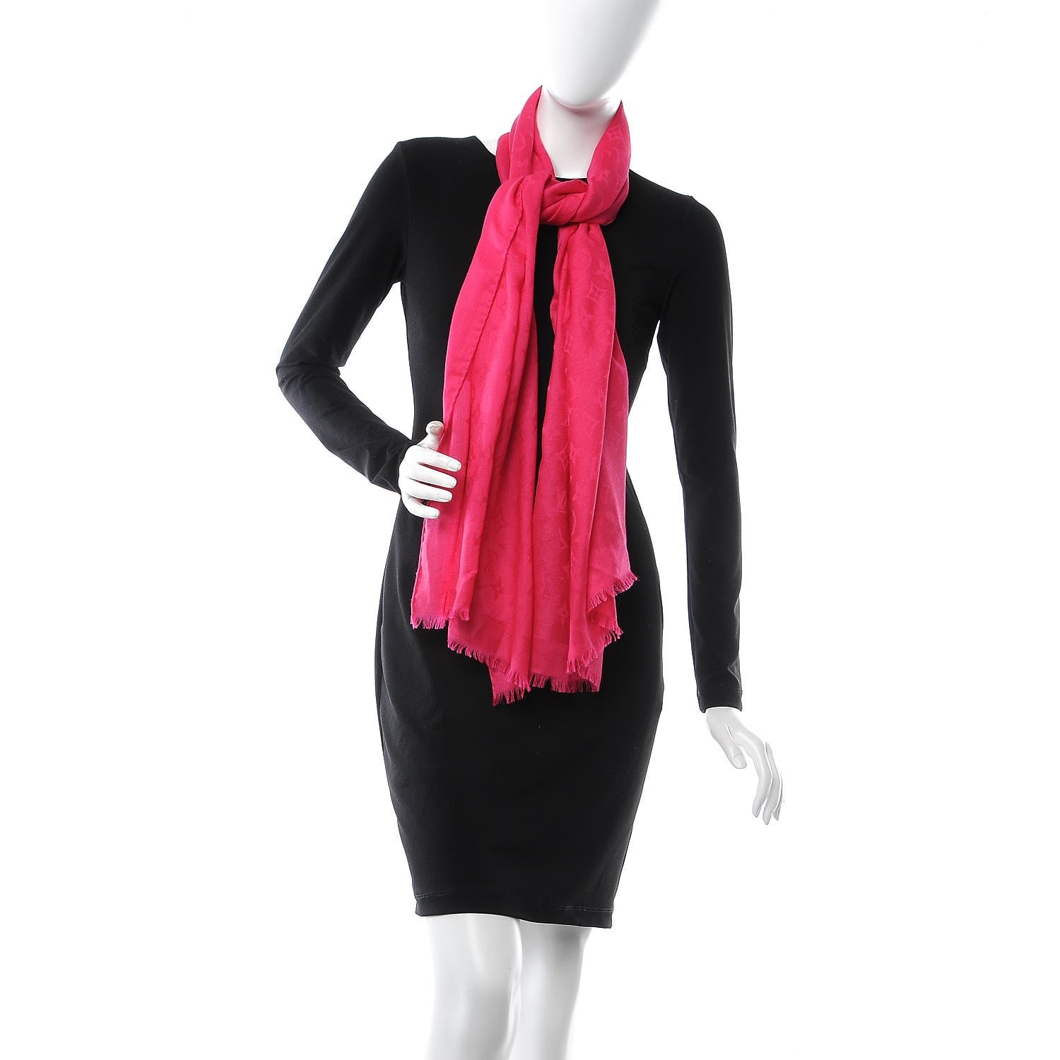 Louis Vuitton Cotton Silk Monogram Shawl Pink 2 of 4