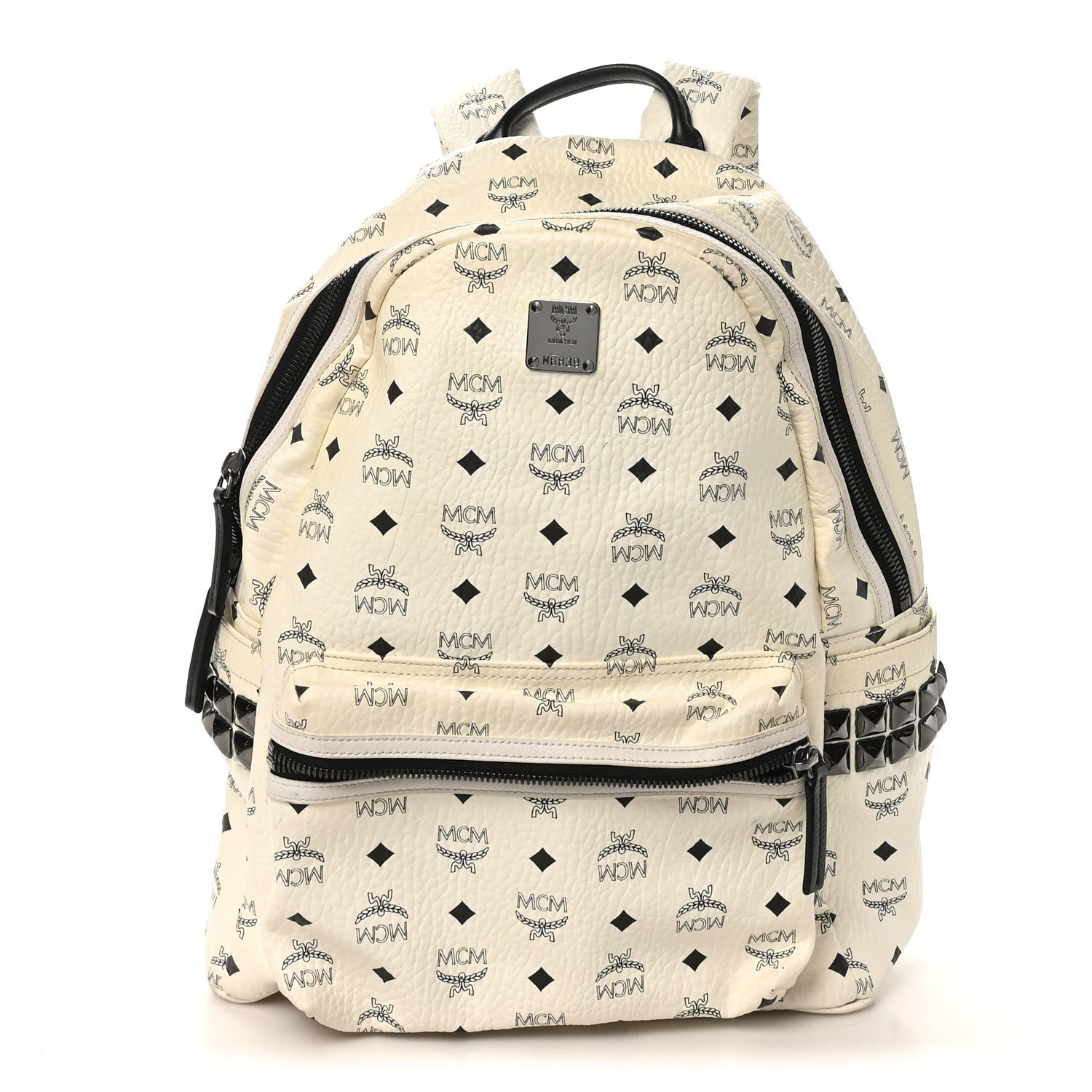MCM Visetos Medium Side Studs Stark Backpack White 1 of 9