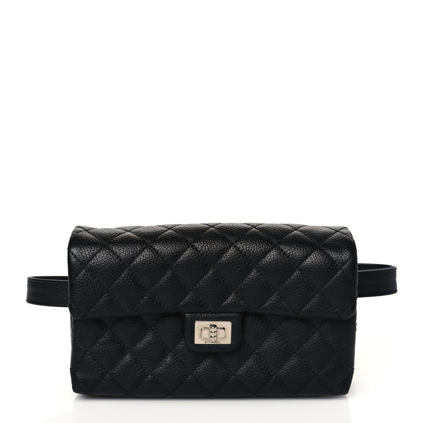 Grained Calfskin Quilted 2.55 Reissue Flap Belt Bag Clutch Black