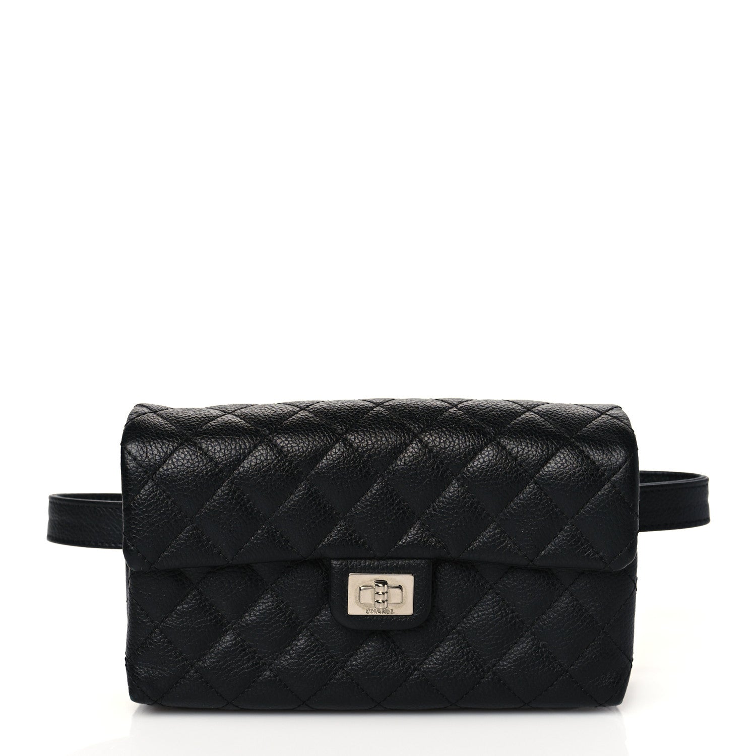 Chanel Grained Calfskin Quilted 2.55 Reissue Flap Belt Bag Clutch Black 1 of 11