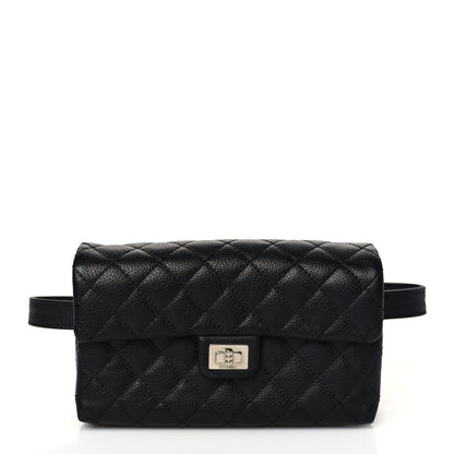 Chanel Grained Calfskin Quilted 2.55 Reissue Flap Belt Bag Clutch Black 1 of 11