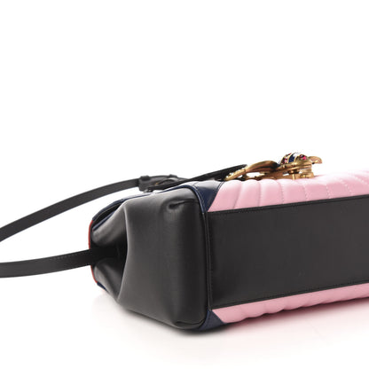 Gucci Calfskin Bamboo Trapuntata Queen Margaret Top Handle Bag Blue Agata Hibiscus Red Mystic White Sugar Pink 9 of 12