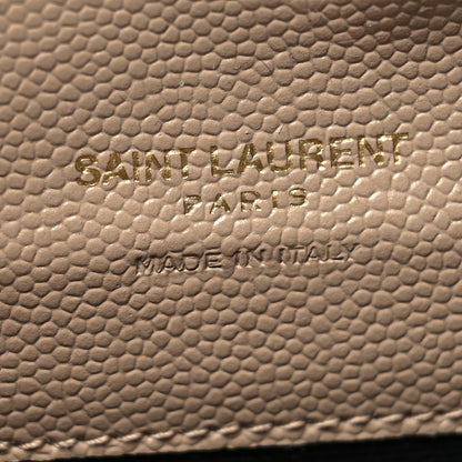 Saint Laurent Grain De Poudre Matelasse Chevron Monogram Envelope Clutch Dark Beige 6 of 10