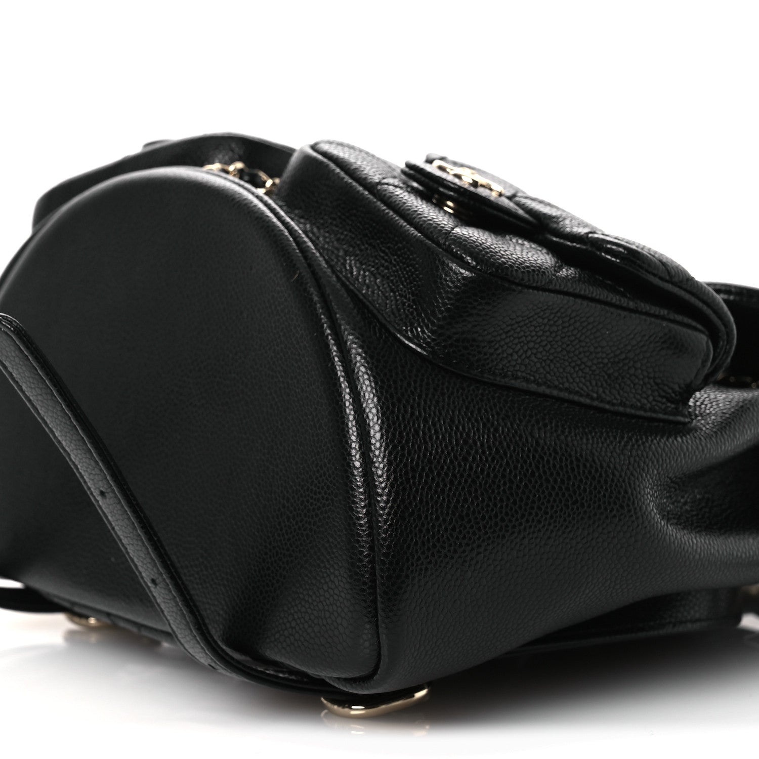 Chanel Shiny Caviar Quilted Medium Duma Pockets Drawstring Backpack Black 10 of 13