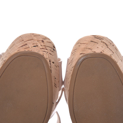 Prada Vernice Crisscross Platform 100mm Wedge Sandals 38.5 Cipria 11 of 13