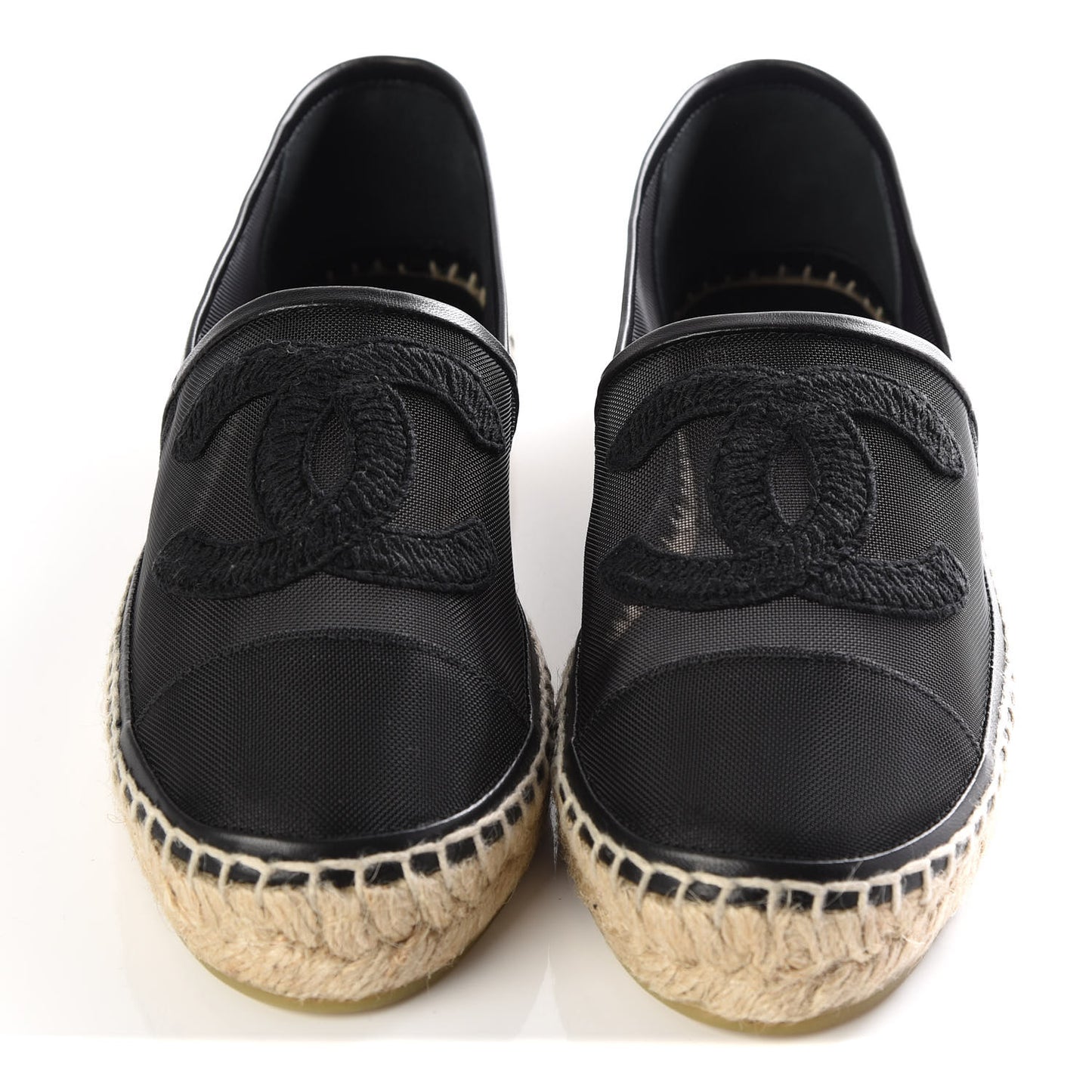 Mesh Grosgrain CC Espadrilles 38 Black