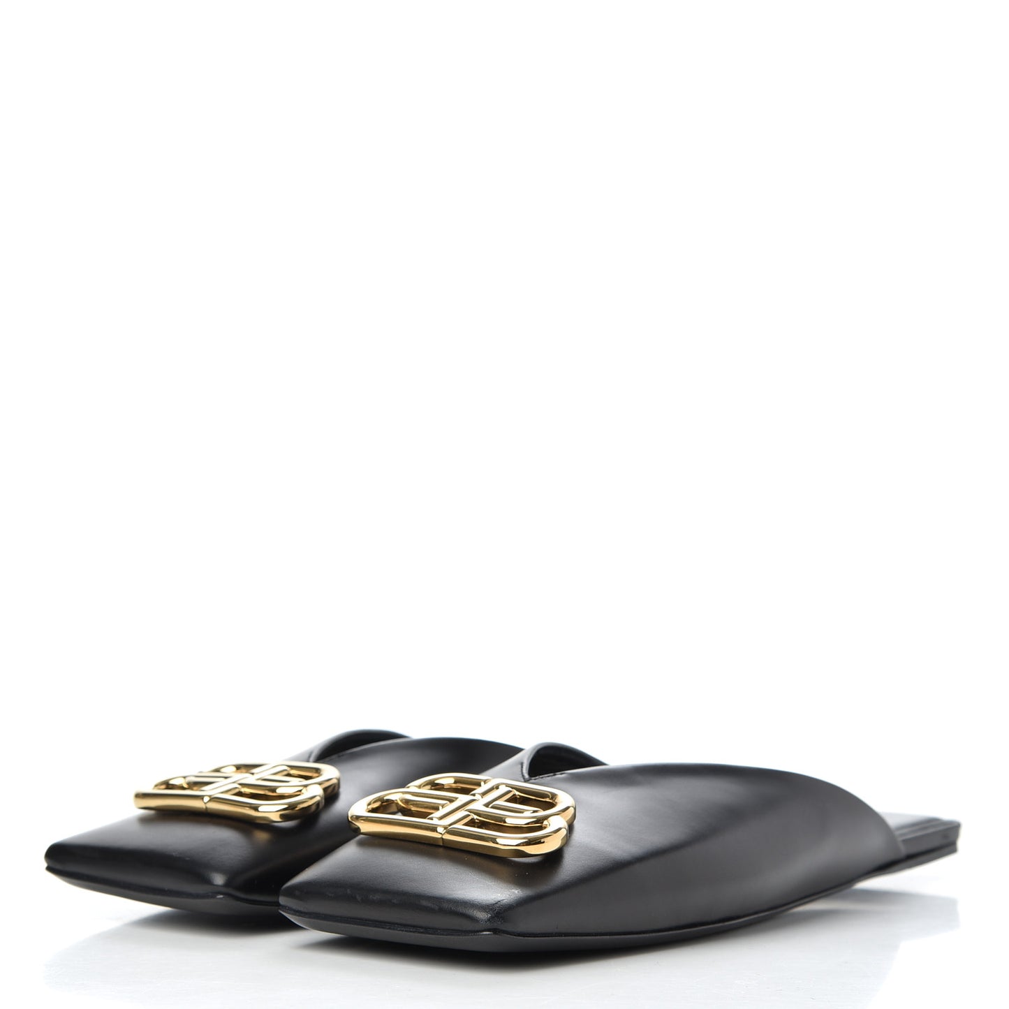 Soft Calfskin Double Square BB 5mm Mules 38 Black