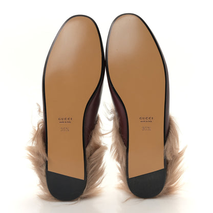 Gucci Malaga Kid Fur Womens Princetown Slippers 36.5 Vintage Bordeaux 5 of 7
