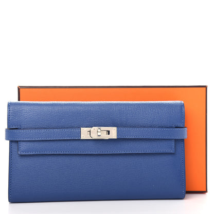 Hermes Chevre Mysore Kelly Longue Wallet Bleu Brighton 7 of 7
