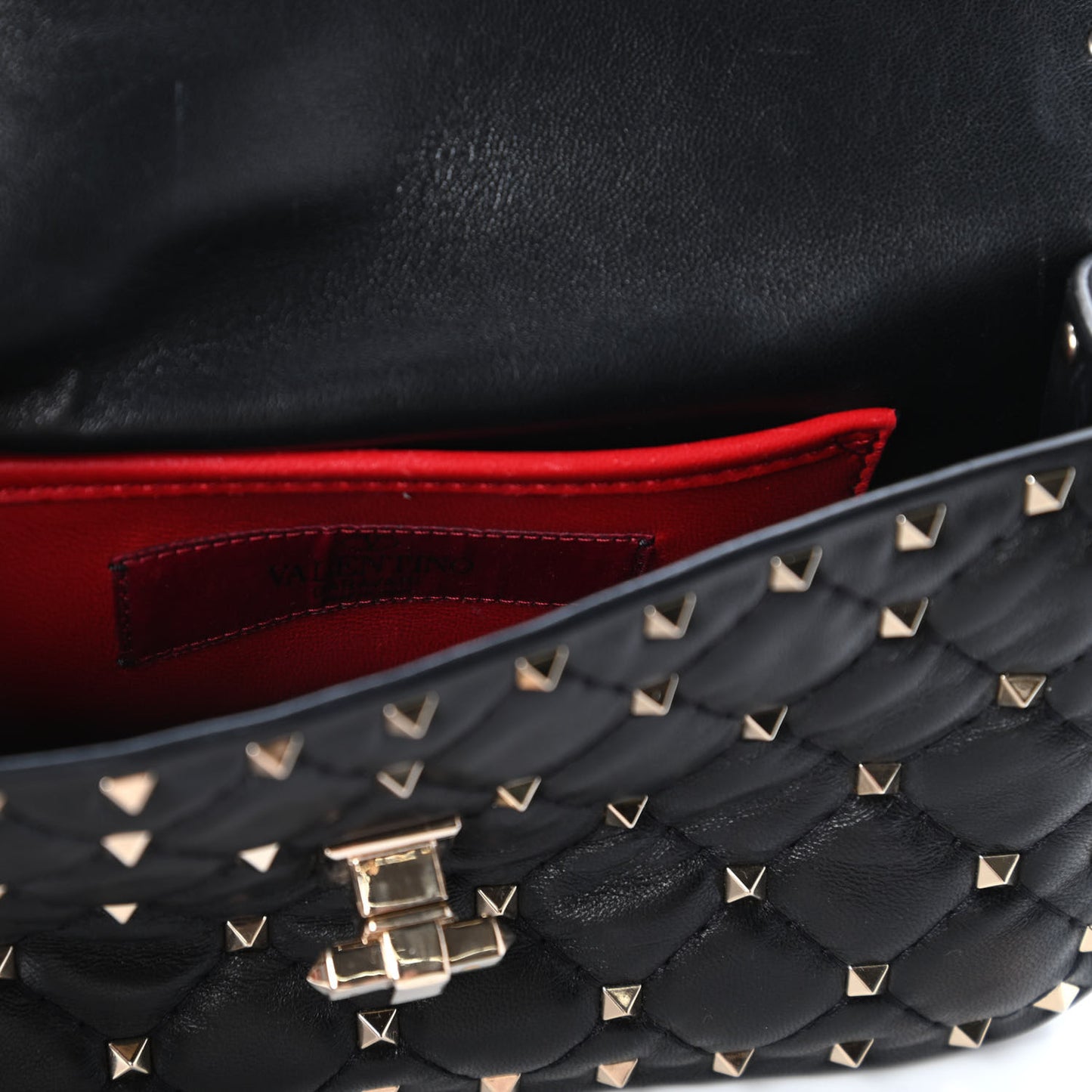 Lambskin Small Rockstud Spike Shoulder Bag Black